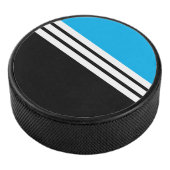 Sporty Ice Blue Black Slant White Racing Streifen Eishockey Puck (3/4)