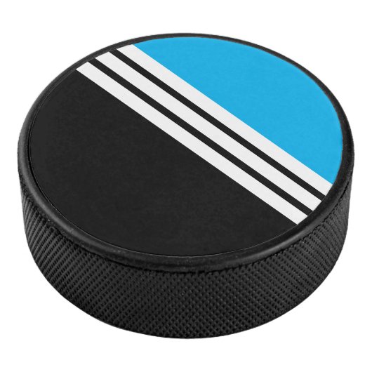 Sporty Ice Blue Black Slant White Racing Streifen Eishockey Puck (3/4)