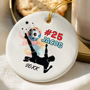 Sporty Illustrated Fußballspieler-Andenken Keramik Ornament