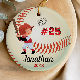 Sporty Illustrated Kids Baseball Junge Athlet Keramik Ornament