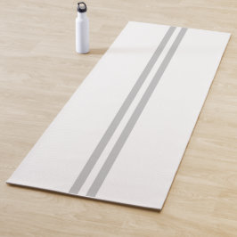 Sporty Light Graue Doppelstreifen auf Weiß Yogamatte