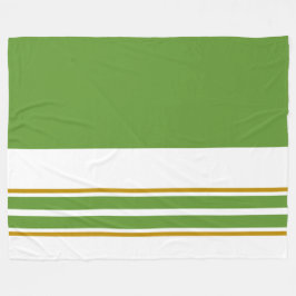 Sporty Light Green Twin Racing Streifen auf Weiß Fleecedecke