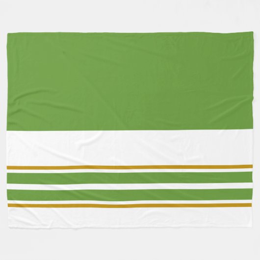 Sporty Light Green Twin Racing Streifen auf Weiß Fleecedecke (Vorderseite (Horizontal))