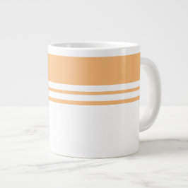 Sporty Light Peach Orange White Racing Streifen Jumbo-Tasse