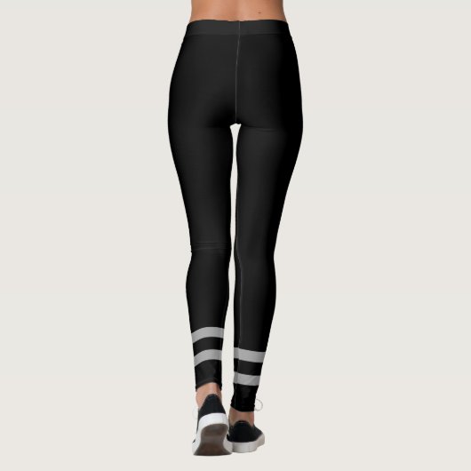 Sporty mit Monogramm schwarz grau Leggings (Rückseite)