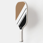 Sporty Mocha Brown Schwarz-weiß Racing Stripes Pickleball Schläger (Links)