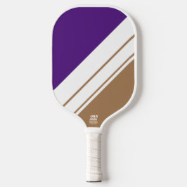 Sporty Mocha Royal Lila White Racing Stripes Pickleball Schläger