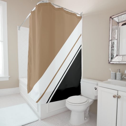 Sporty Mocha Sleek Schwarz-weißes Rennen Duschvorhang (Beispiel)