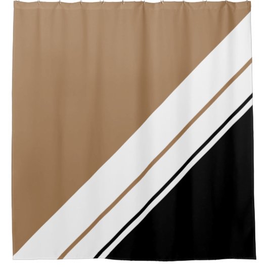 Sporty Mocha Sleek Schwarz-weißes Rennen Duschvorhang (Vorderseite)