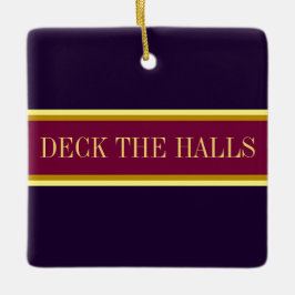 Sporty Modern Dark Lila "DECK THE HALLS" Streifen Keramikornament