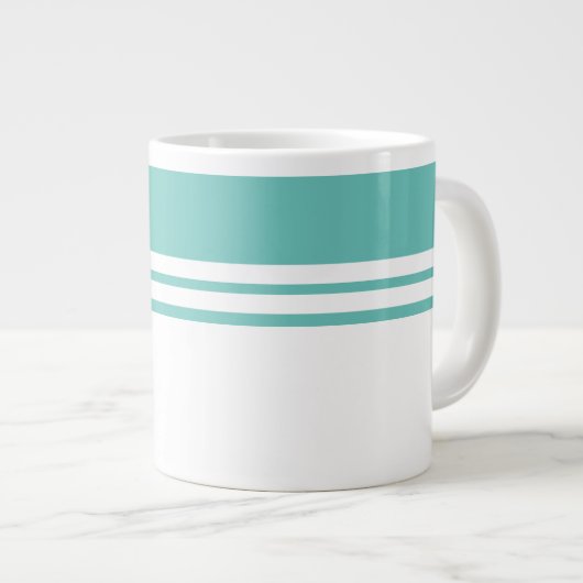 Sporty Modern Light Aquamarin White Twin Racing St Jumbo-Tasse (Vorderseite Rechts)