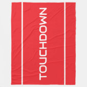 Sporty Modern TOUCHDOWN Text Streifen auf hellrote Fleecedecke (Vorderseite)