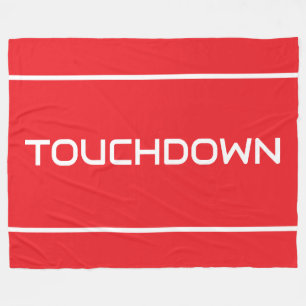 Sporty Modern TOUCHDOWN Text Streifen auf hellrote Fleecedecke