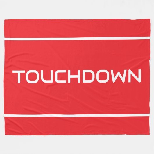 Sporty Modern TOUCHDOWN Text Streifen auf hellrote Fleecedecke (Vorderseite (Horizontal))