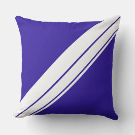 Sporty Nautical Royal Blue White Racing Stripes Kissen