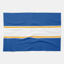 Sporty Navy Blau fett Gelb Weiße Racing Streifen Geschirrtuch