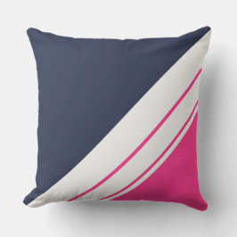 Sporty Navy Blue Bright Pink White Racing Streifen Kissen