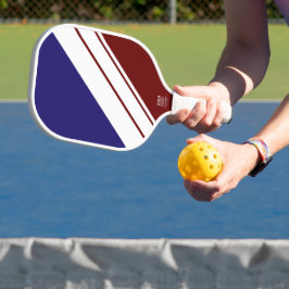 Sporty Navy Blue Deep Red White Racing Stripes Pickleball Schläger
