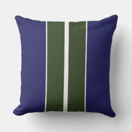 Sporty Navy Blue Forest Green White Racing Streife Kissen