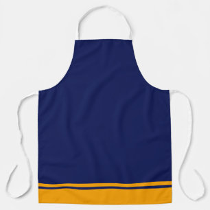 Sporty Navy Blue Golden Yellow Racing Stripes Schürze