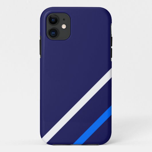 Sporty Navy Slim Bright Blue White Racing Streifen Case-Mate iPhone Hülle (Rückseite)