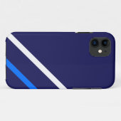 Sporty Navy Slim Bright Blue White Racing Streifen Case-Mate iPhone Hülle (Rückseite (Horizontal))