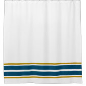 Sporty Ocean Blue Edge Rennstreifen auf Weiß Duschvorhang (Vorderseite)