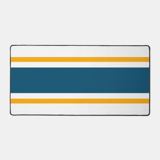 Sporty Ocean Blue Gelb Racing Streifen auf Weiß Schreibtischunterlage (Vorderseite)