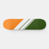 Sporty Orange Forest Green White Racing Stripes Skateboard (Horizontal)