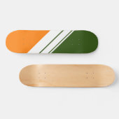 Sporty Orange Forest Green White Racing Stripes Skateboard (Horizontal)