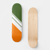 Sporty Orange Forest Green White Racing Stripes Skateboard (Vorderseite)