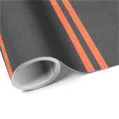 Sporty Orange Streifen auf Carbon Fiber wie Print Geschenkpapier (Rolleneckpunkt)