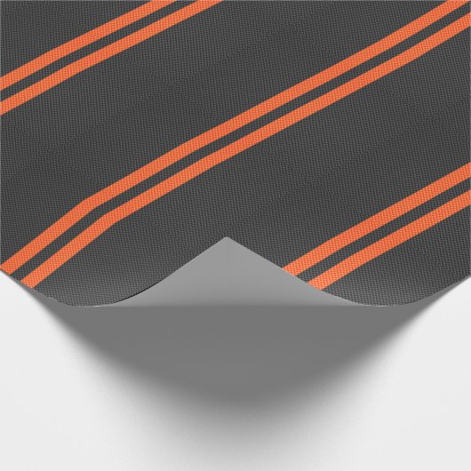 Sporty Orange Streifen auf Carbon Fiber wie Print Geschenkpapier (Ecke)