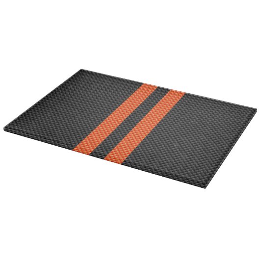 Sporty Orange Streifen auf Carbon Fiber wie Print Schneidebrett (Ecke)