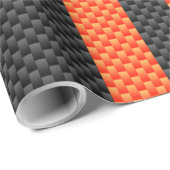 Sporty Orange Streifen Carbon Fibre Style Dekorati Geschenkpapier (Rolleneckpunkt)