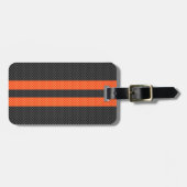 Sporty Orange Stripes Carbon Style Print Gepäckanhänger (Vorderseite horizontal)