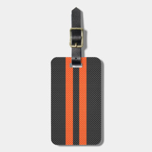 Sporty Orange Stripes Carbon Style Print Gepäckanhänger