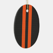 Sporty Orange Stripes Carbon Style Print Keramik Ornament (Rechts)