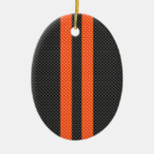 Sporty Orange Stripes Carbon Style Print Keramik Ornament (Vorne)