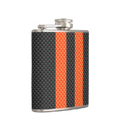 Sporty Orange Stripes on Carbon Fiber Like Print Flachmann (Rechts)