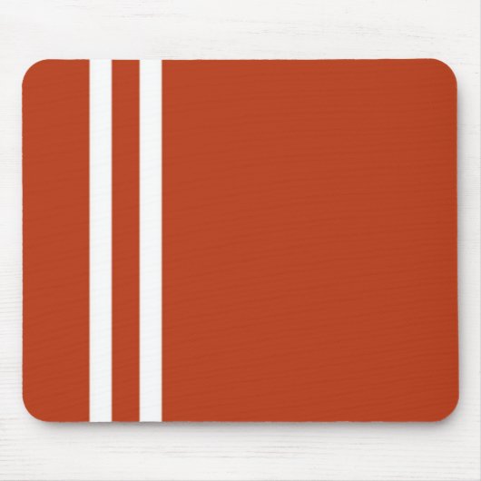 Sporty Orange und Double White Strip Mouse Pad Mousepad (Vorne)