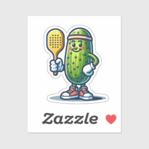 SPORTY PICKLE - Pickleball Mascot Court Player Fun Aufkleber