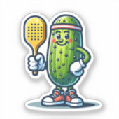 SPORTY PICKLE - Pickleball Mascot Court Player Fun Aufkleber (Vorderseite)