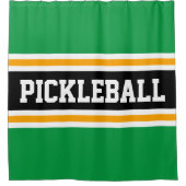 Sporty PICKLEBALL Fun Green Black Racing Streifen Duschvorhang (Vorderseite)