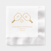 Sporty Pickleball Paddles Wedding Couple Servietten Mit Folie (Vorderseite)