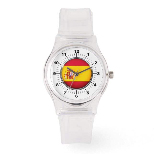 Sporty Pink Silicon Watch - Die Spanienflagge Armbanduhr (Vorderseite)