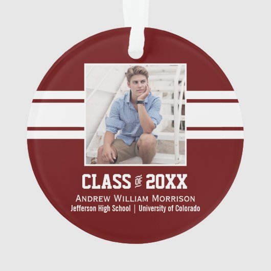Sporty Prep Abschluss Foto Class 20XX Ornament (Rückseite)