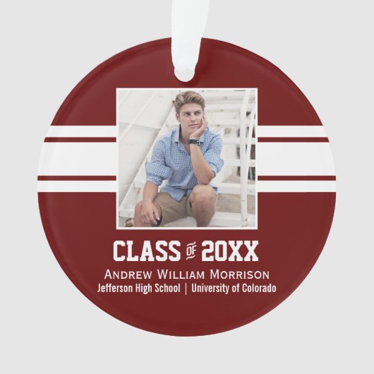 Sporty Prep Abschluss Foto Class 20XX Ornament (Vorderseite)