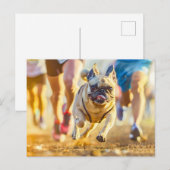 Sporty Pug Running During Exercise Postkarte (Vorne/Hinten)