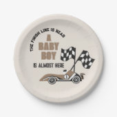 Sporty Race Car Boy Babydusche Pappteller (Vorderseite)